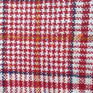 Vintage Wool Tartan Plaid Fabric Remnant // 54x36&quot; plus &gt; thick, textured, red, white