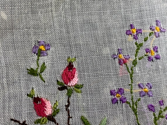 Vintage Micro Petit Point Floral Handkerchief // … - image 5