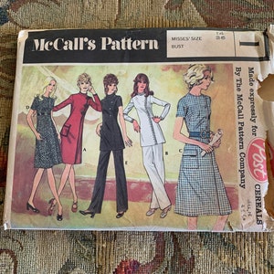 Vintage 1970s Post® Misses&#39; Dress or Tunic and Pants Pattern // McCall&#39;s I &gt; Size 14 &gt; Unused &gt; pockets, zipper, business, belt, set &gt; 1971