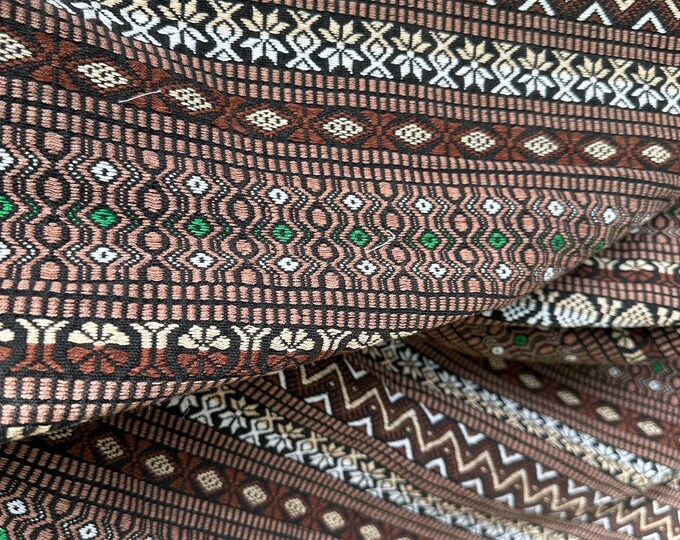 Vintage Cotton Jacquard Weave Fabric // 95x34