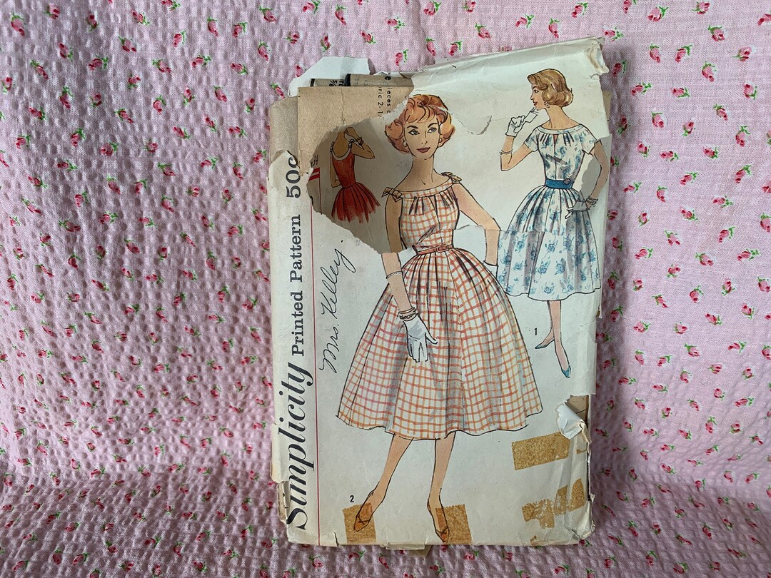 1950’s Simplicity Designer One Piece Dress Pattern with Two Bodice Styles - Bust 34