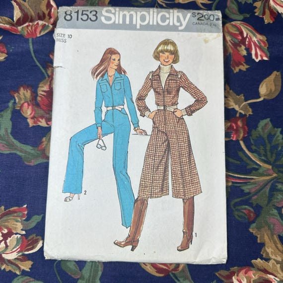 Vintage 1970s Misses' Jumpsuit Culotte Jumpsuit Pattern