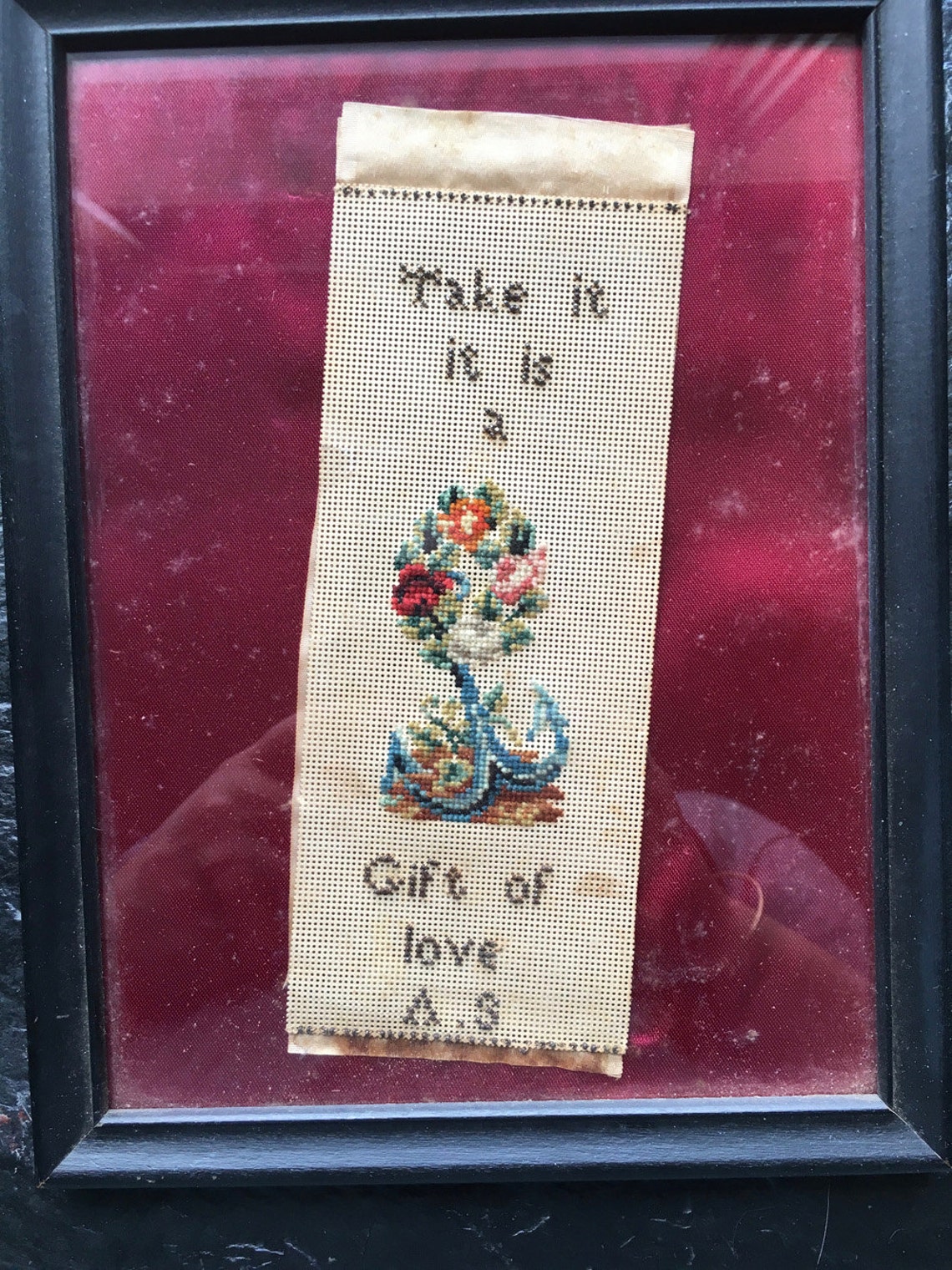 SALE Antique Paper Punch Cross Stitch Beaded Bookmark // Etsy