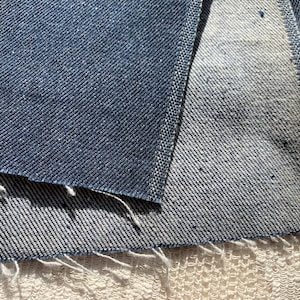 Vintage Cotton Denim Fabric // 41x58&quot; + &gt; dark indigo blue &gt; unused, deadstock, NOS, store stock &gt; right hand twill weave