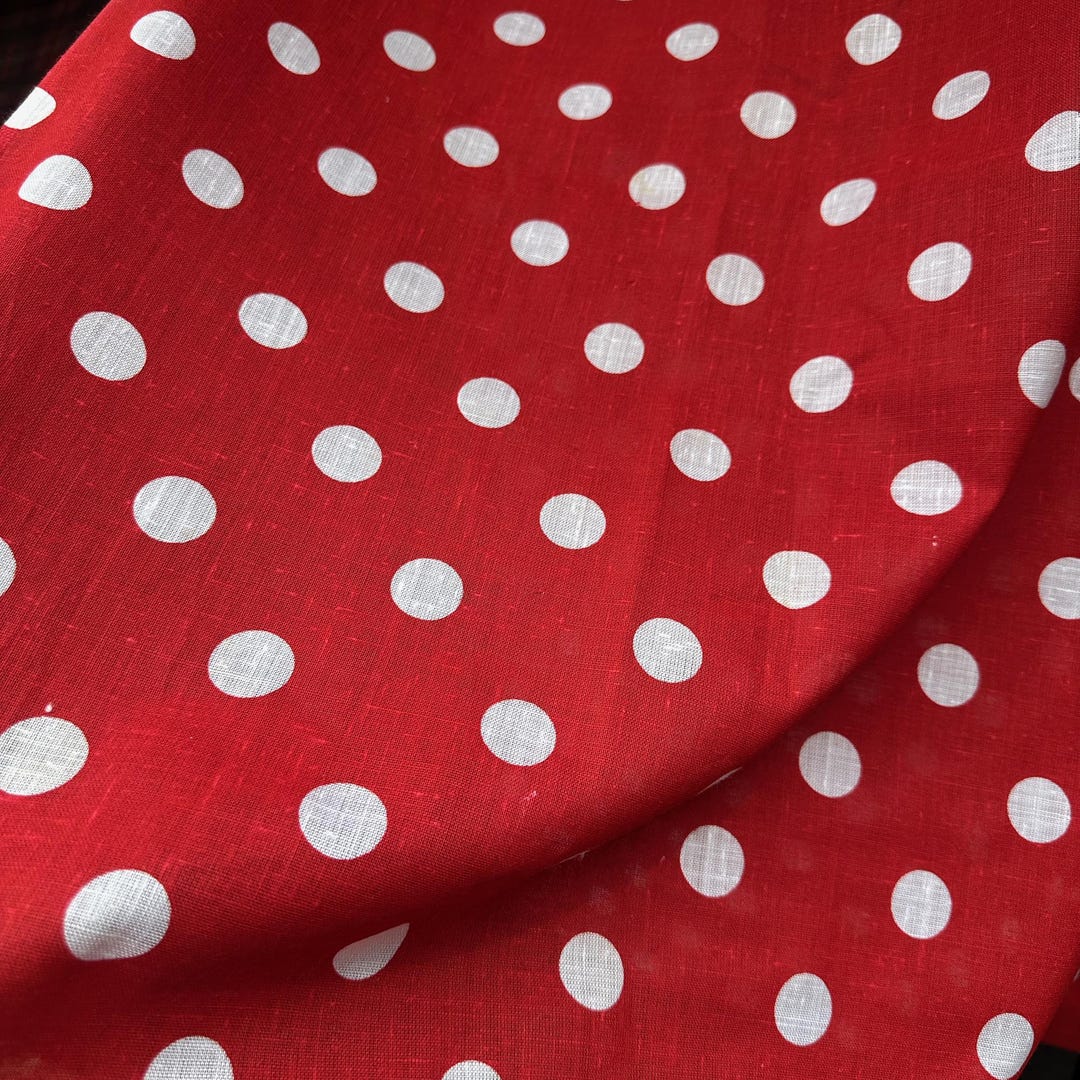 Bright Red & White Polka Dot Fabric // 72x44 Unused Deadstock Big 7/8 Dots, Stiff, Linen Feel - Etsy Bright Red & White Polka Dot Fabric // 72x44 Unused Deadstock Big 7/8 Dots, Stiff, Linen Feel - Etsy