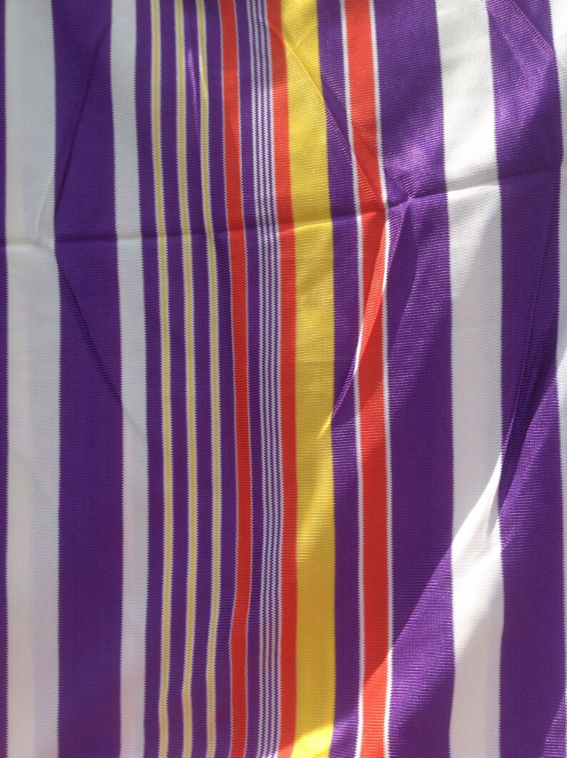 Vintage Mod Striped Fabric silky draping polyester knit yellow orange 62 x 36 purple