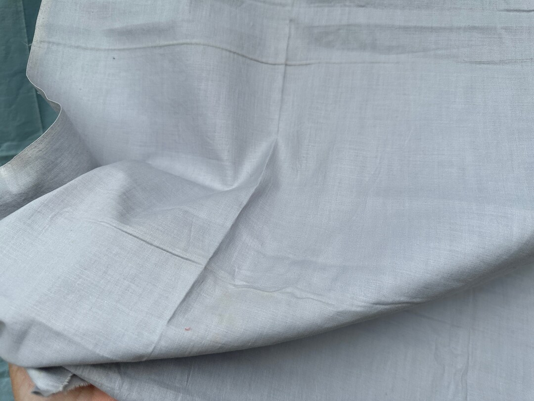 Vintage Solid Light Grey Blue Fabric Remnant Scraps // 40x35
