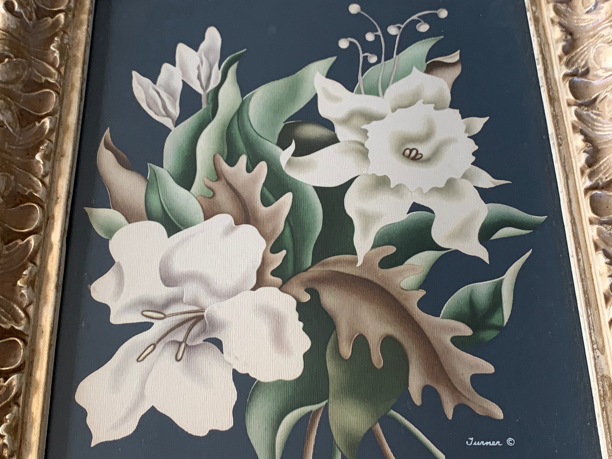 Vintage Framed Turner Floral Print // 12x14