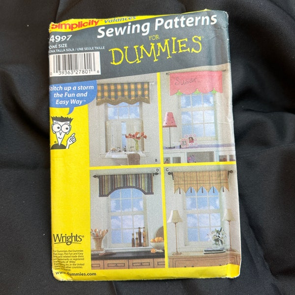 Valances- Window Treatments for Dummies Pattern // Simplicity 4997 > Unused, Uncut > scalloped, pointed, tassels, shaped