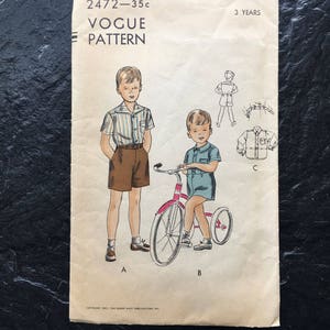 Vintage 1950s Boys' Blouse & Shorts Pattern // Vogue 2472 > Size 3 Yrs > incomplete, but check out that bicycle!