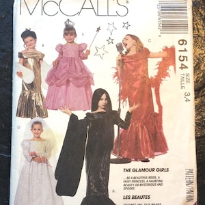 Children's Glamour Girls Costumes Pattern // McCall's 6154 > Size 3-4 > pop star, goth vampiress, bride, wedding, fairy princess