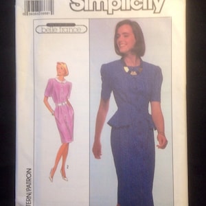 1980s Petite Peplum Dress Pattern // Simplicity 9090 &gt;  Size 20-22-24 &gt; Unused &gt; Belle France, Jane Schaffhausen