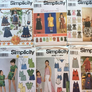 Assorted Child&#39;s Patterns &gt; Choice: Simplicity 7015, 7821, 8967, 9283, 9290, 9734 &gt; Sizes 3-4-5-6