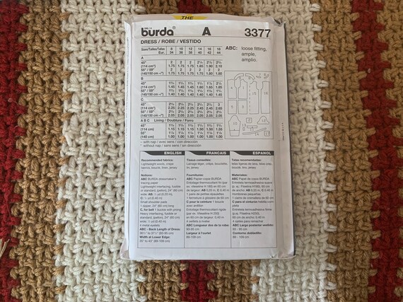 Dropped Waist Dress Pattern // Burda 3377 > sizes 10-12-14-16-18 > Unused