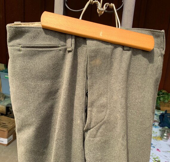 Antique Vintage 1940s-1950s Grey Wool Pants // 30… - image 3