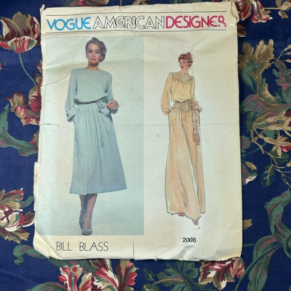 Vintage 1970s Misses' Pintuck Dress Pattern // Vogue American Designer  #2008 > Sz 12 > Loose, Blouson, Mid-calf or Evening, Pockets - Etsy