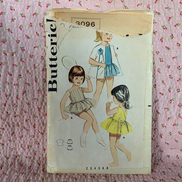 Vintage 1960s Girls’ Sportswear Pattern // Butterick 3096 > Size 2, Breast 21 > playsuit, back wrap, sport dress, panties, jacket