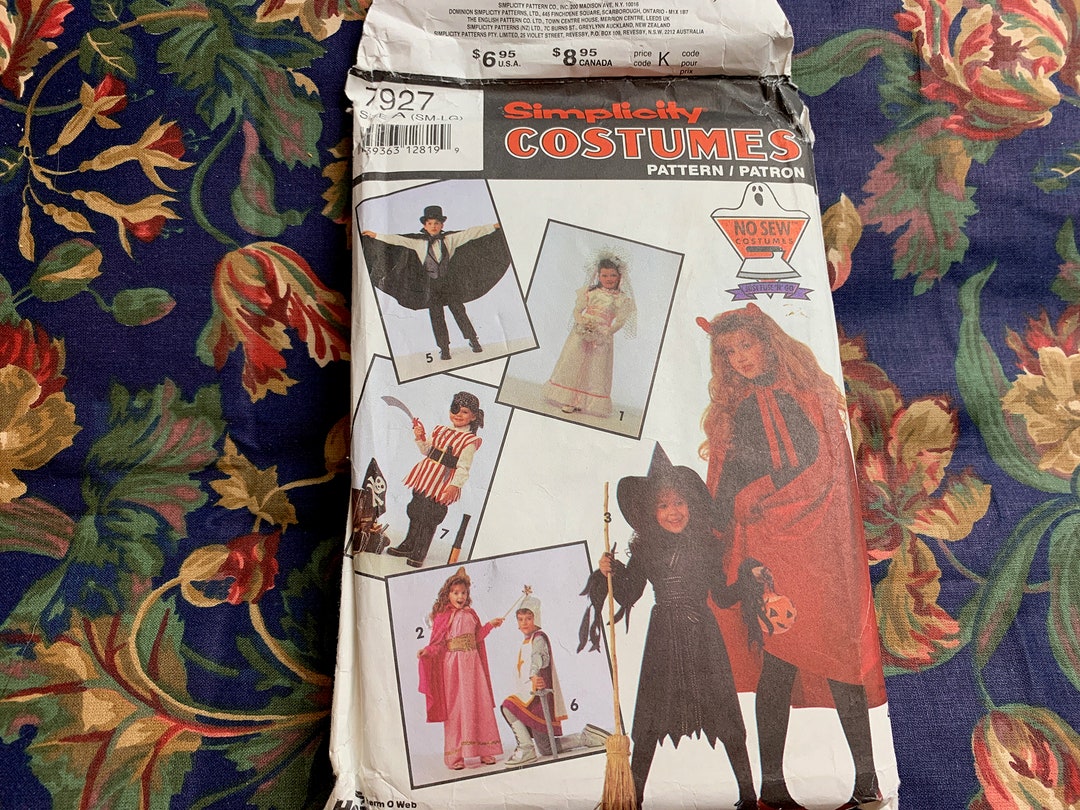 Pattern 7927 Children's No-sew Costumes Pattern // Simplicity 7927 > Szs S-M-L, 2-4 ...