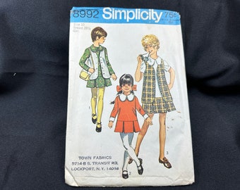 Vintage Early 1970s Girls' Dress w/ Detachable Collar and Cuffs and Vest Pattern // Simplicity 8992 > Sz 10 > pleated skirt, suit