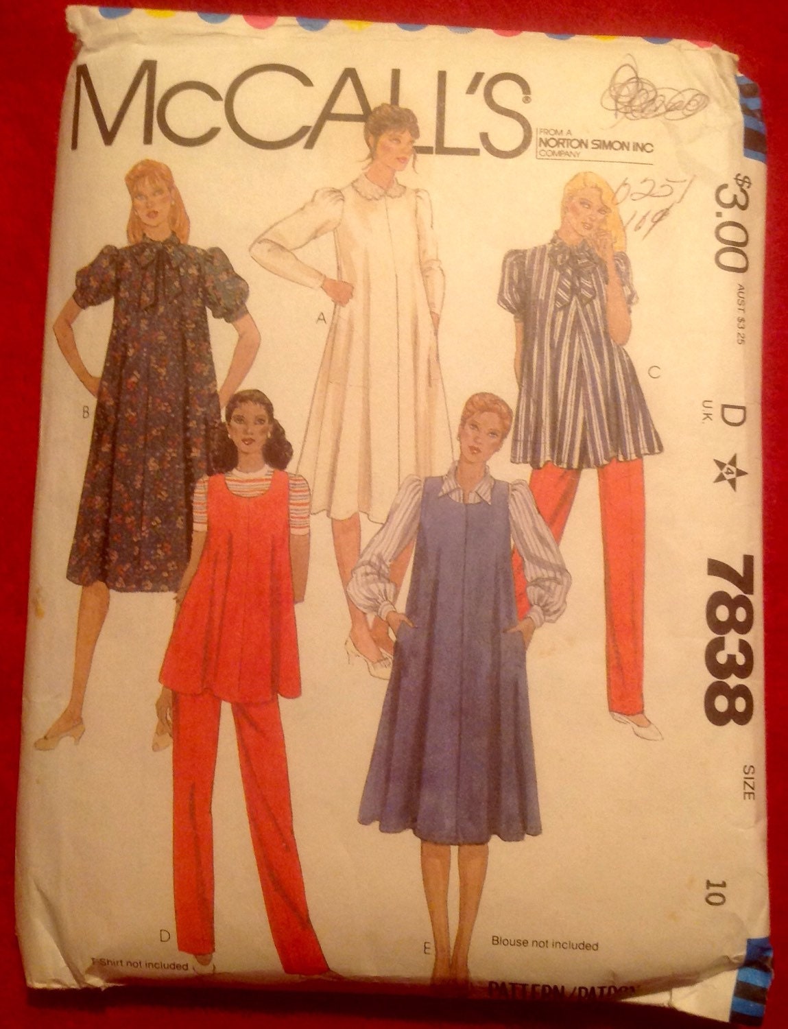 Vintage 1980s Maternity Dress or Blouse, Jumper or Top and Pants Pattern //  Mccall's 7838 > Size 10 > Puff Sleeves - Etsy