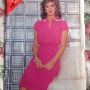 Vintage 1980s Dress with Belt Pattern // Butterick See & Sew 5015, size B 14-16-18, XL, plus &gt; gathered, tied waist, collar, yoke