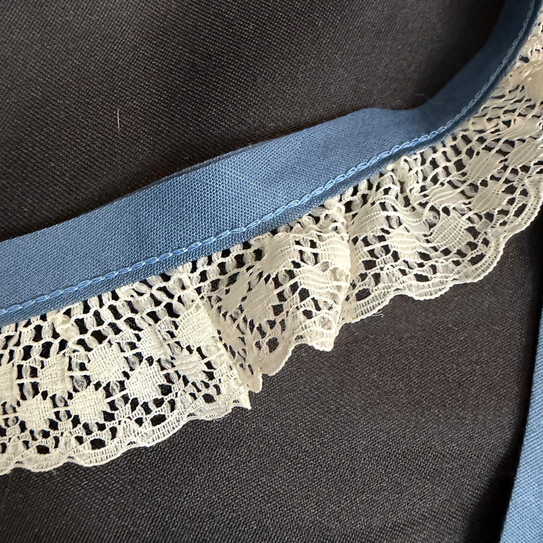 Cornflower Blue Bias Tape W/ Ivory Lace Ruffled Edging Trim // 77.5x1.5 ...