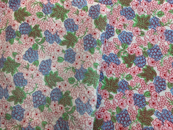 バライタリアビンテージシルク花織柄生地薄いブルーと赤ピンク fit=scale-down,w=1200