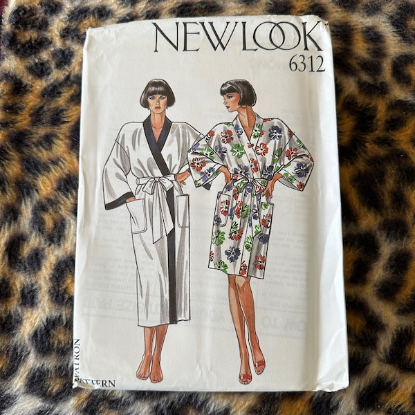 Kimono Robe Schnittmuster // New Look 6312 > Größen 8-10-12-14-16-18 > unbenutzt, ungeschnitten > lang oder kurz