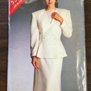 Vintage 1980s Jacket and Skirt Pattern // Butterick See & Sew 5543 size 12-14-16 peplum, flared blazer, straight skirt image 1