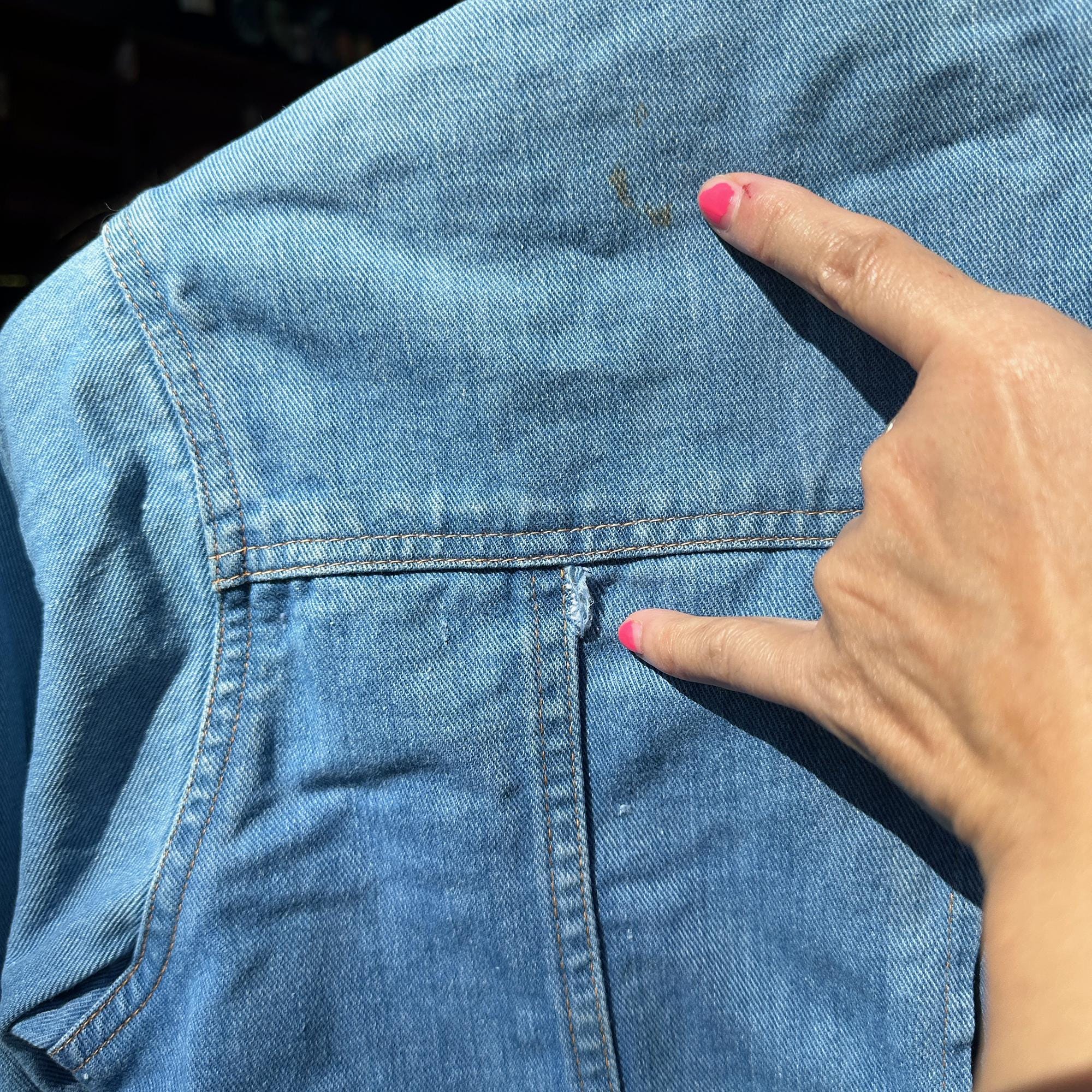 Vintage 1970s Brittania Denim Shirt Jacket // Size S > White Pearl 