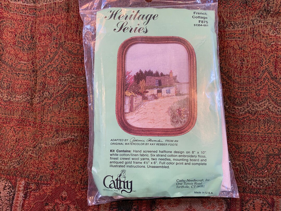 Vintage Crewel Embroidery Needlework Kit // 4.5x6 Frame Etsy