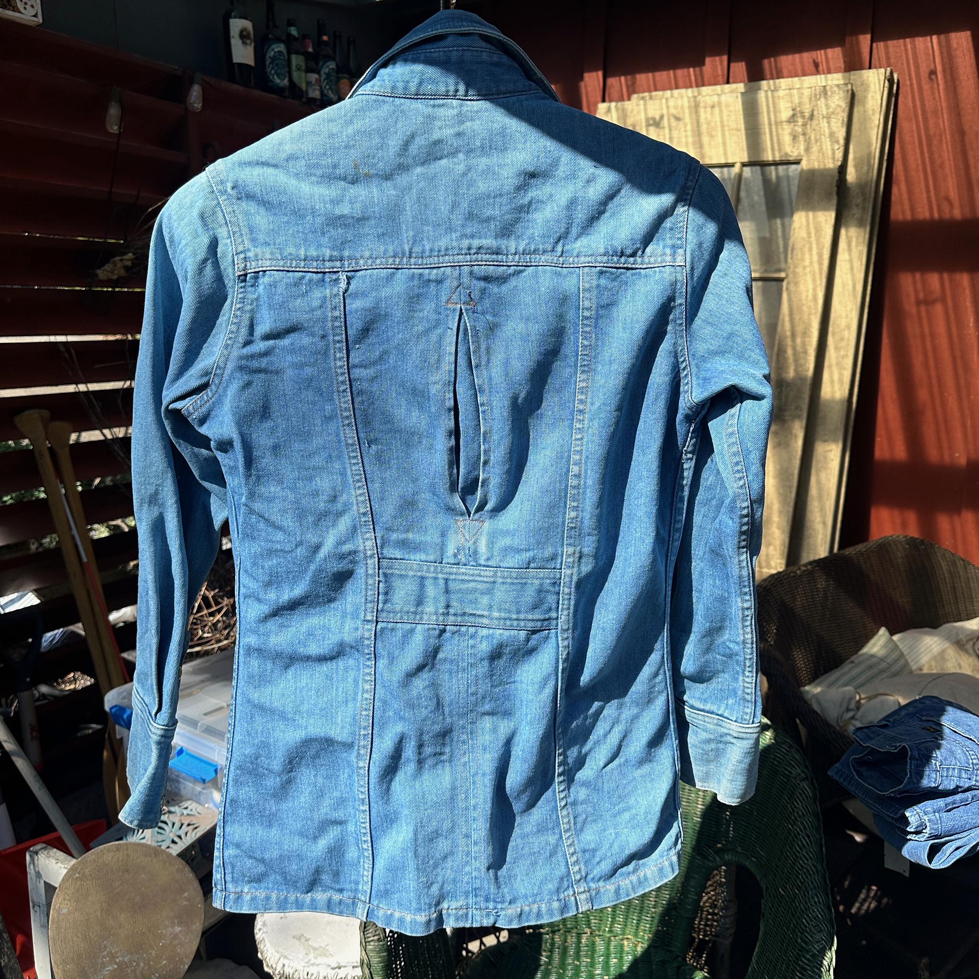 Vintage 1970s Brittania Denim Shirt Jacket // Size S > White Pearl 