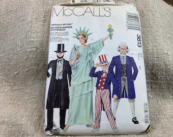 Costumes Americana pour enfants // McCall’s 3813 > Tailles 6-7 > Inutilisé > Oncle Sam, Statue de la Liberté, Abe Lincoln, George Washington