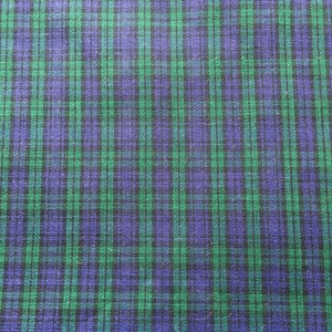 Vintage Dark Blue, Green, Black Mini Plaid Fabric // 75x46" > Unused