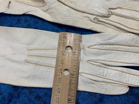 Antique Vintage Long Ivory Kid Leather Gloves // … - image 3