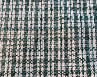 Green Woven Check Cotton Fabric // 54x45" > homespun style, smooth, soft > great as reenactment, reproduction fabric, clothing, shirting