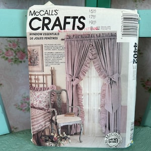 1990s Home Decor Window Essentials Pattern // McCall's Home Center 4402 > Unused and/or Used > double pouf valance, ruffled drapes, curtains