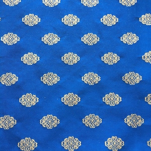 Vintage Royal Blue Damask Fabric Sample // 9.5x24&quot; &gt; medallion design pattern- Rigaud, decorator