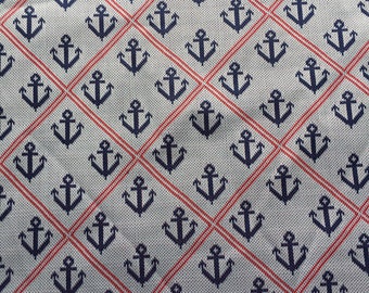 Vintage Anchors in Red, White & Blue Polyester Knit Fabric // 40" or 54" length > Unused > nautical, boating, USN, Navy