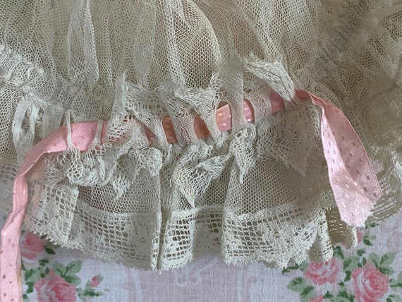 Antique Vintage Net, Lace & Ribbon Night Cap Bonn… - image 2