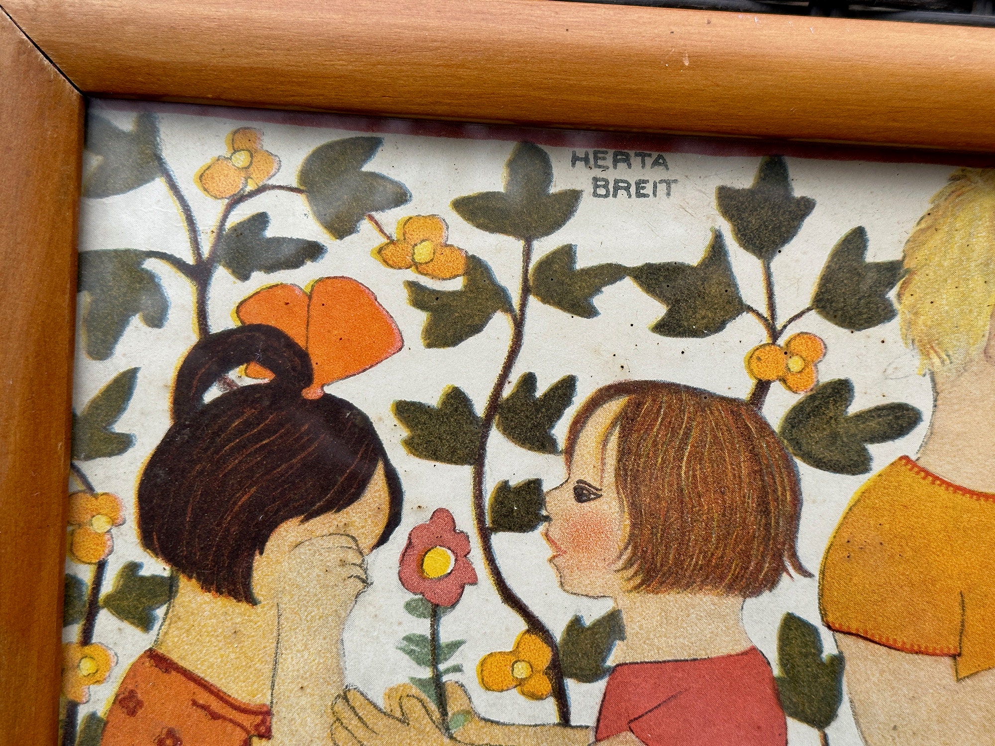 1920s Herta Breit Panoramic Children Lithograph Print // 10x28