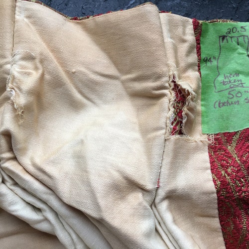 Vintage shops Damask Fabric Curtain Panel // 20.5x94x50