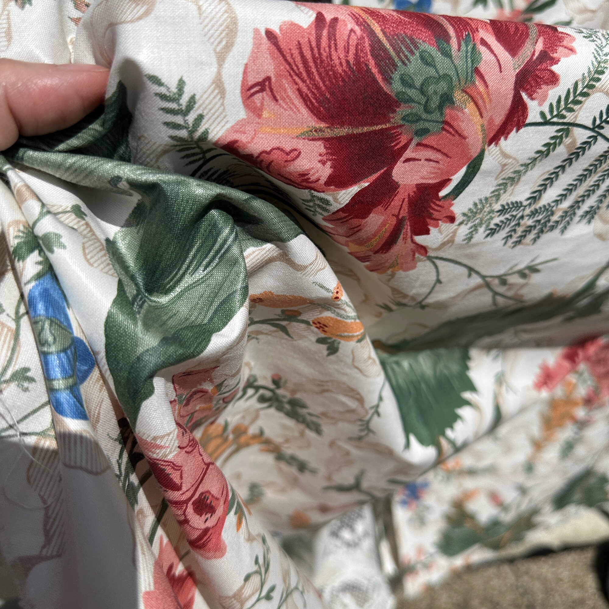 1990s Large Floral Print Polished Cotton Chintz Fabric // BTY