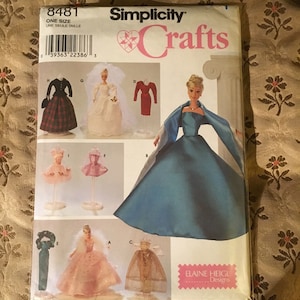 Clothes for 11 1/2" Fashion Doll Pattern by Elaine Heigl Designs // Simplicity 8481 > wedding gown, other gowns, scarf, skirt, dress, bodice