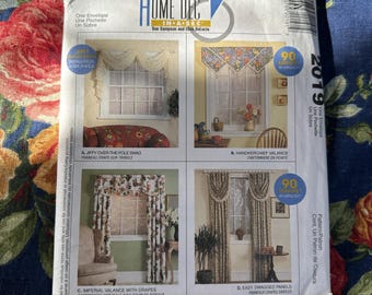 Home Decor Window Treatments Pattern // McCall's 2019 > Unused > Home Dec In-A-Sec > valance, swag, Imperial swag, drapes, swagged panels