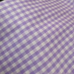 Vintage lila & vit ginghamrutigt tyg // 72x45" > oanvänt dödmaterial > lavendelvävd 4 mm picknickrutig bomullsblandning