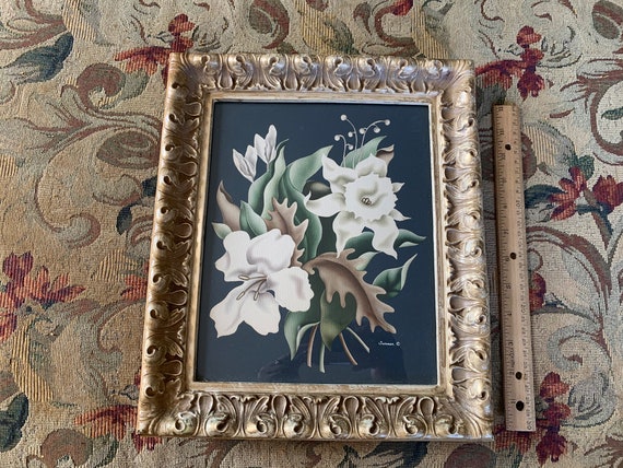 1950年代Turnerミッドセンチュリー リトグラフ プリント フラワー Vintage Framed Turner Floral Print // 12x14