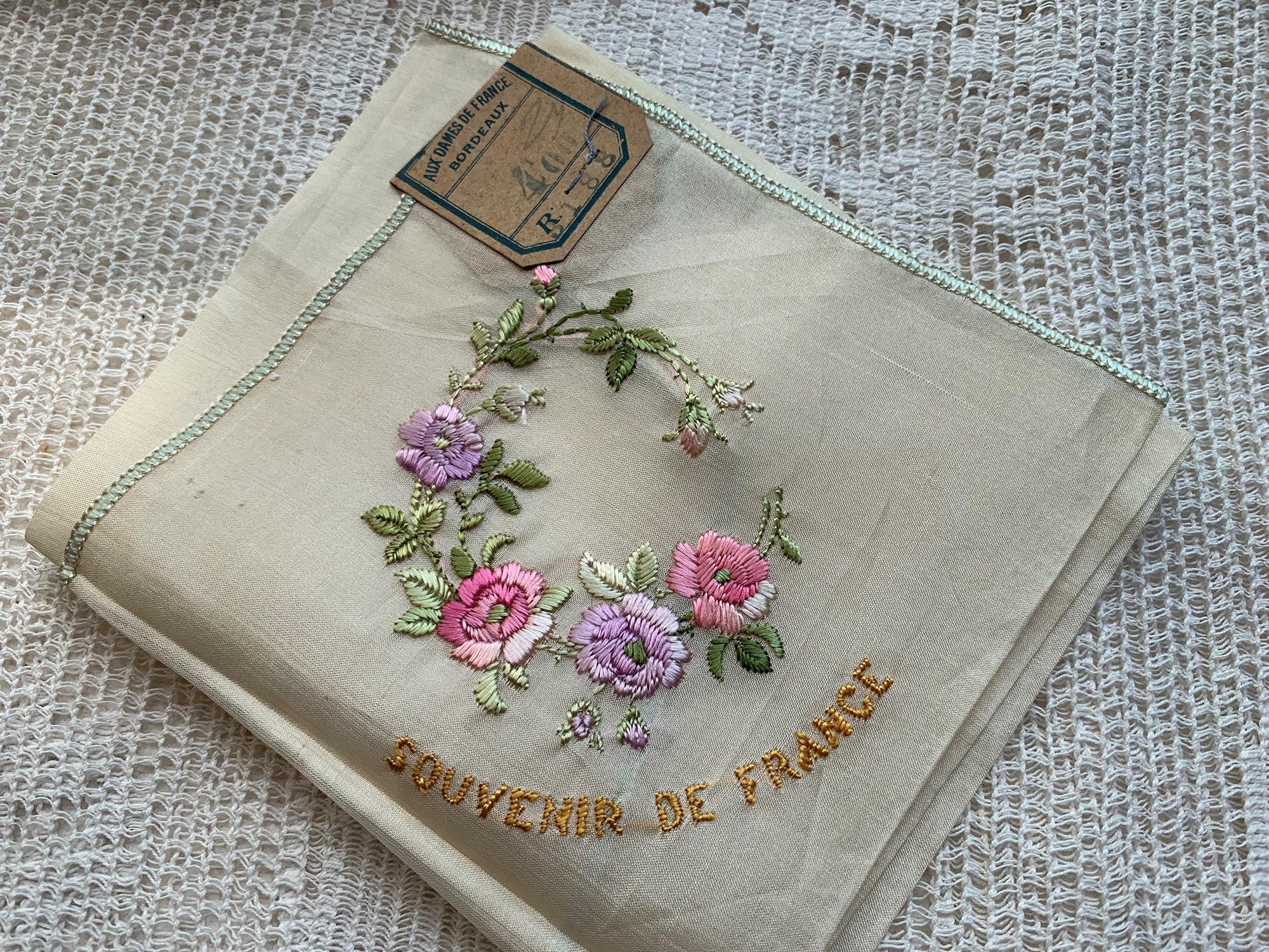 フランスアンティーク シルクのハンカチ アンティーク シルクハンカチ - L'atelier Brocante / ラトリエ