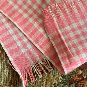 Vintage Pink & White Cotton Gingham Check Towel // 15.5x29.75&quot; each (several avail) &gt; Unused &gt; Cannon NOS, deadstock w/ original labels