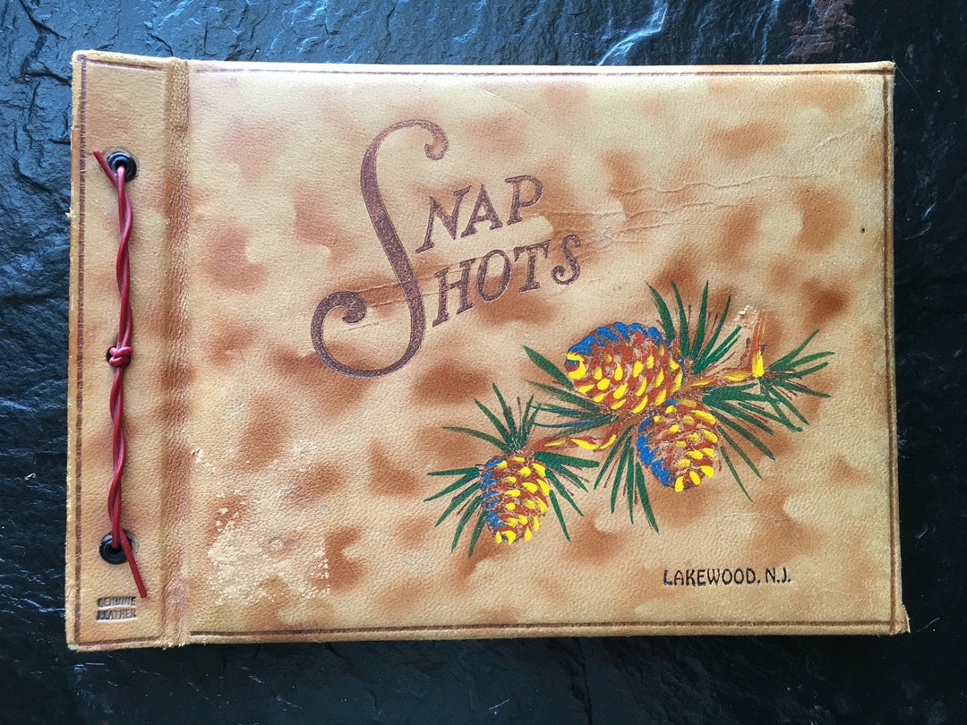 Vintage Lakewood, NJ Leather Snap Shots Book / 9.25x6.5 Empty Photo